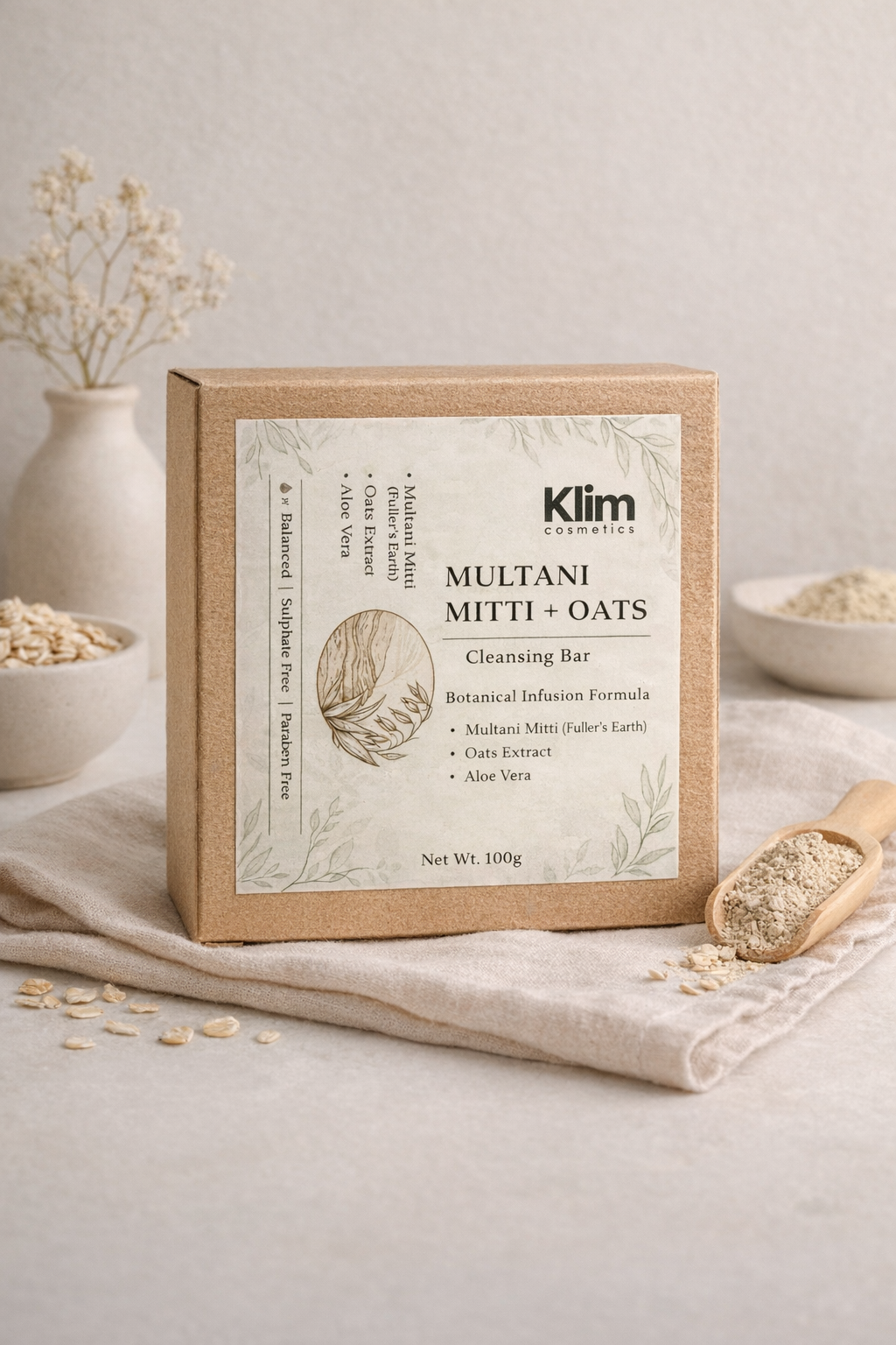 Multani Mitti & Oats Cleansing Bar | Pore Detox & Gentle Exfoliation