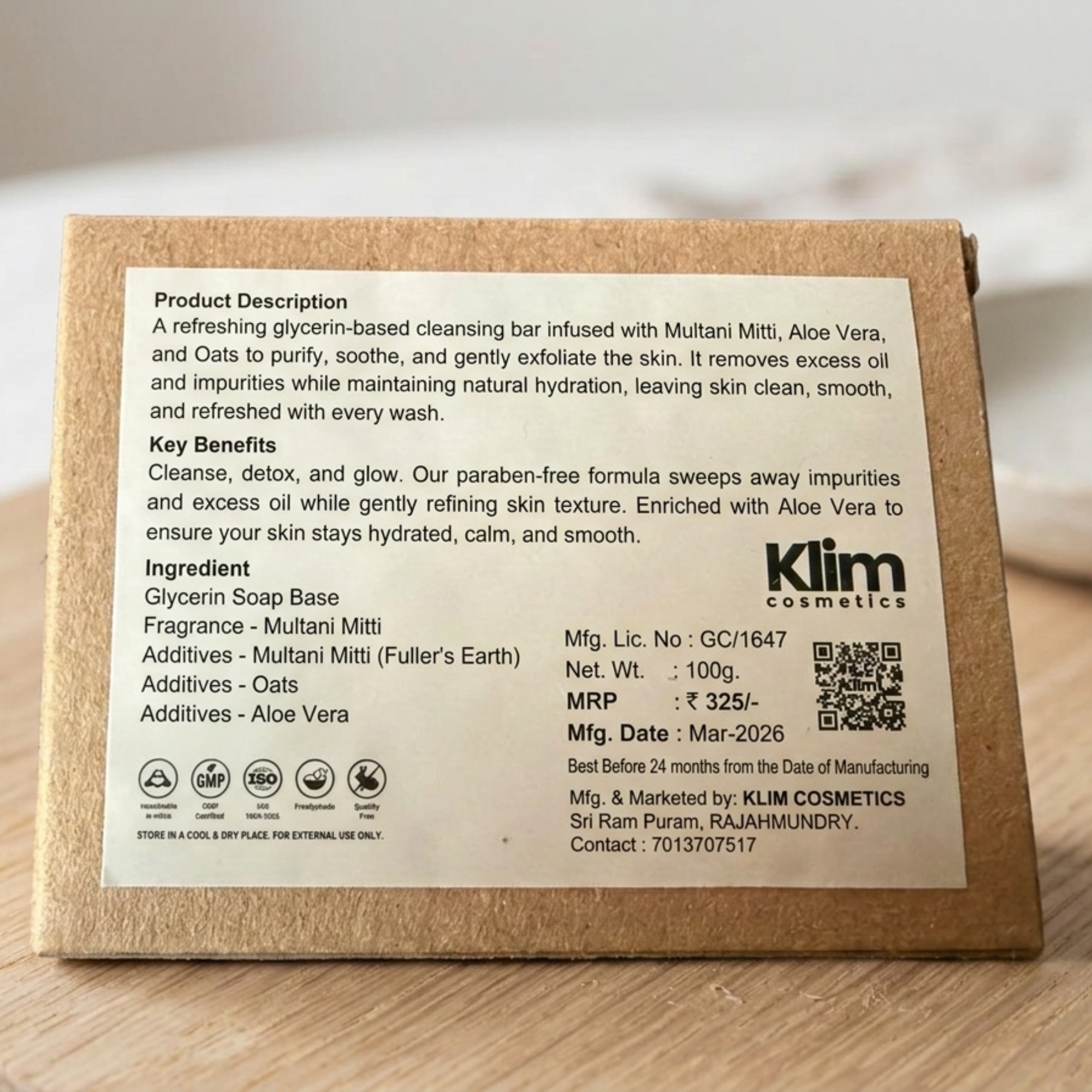 Multani Mitti & Oats Cleansing Bar | Pore Detox & Gentle Exfoliation